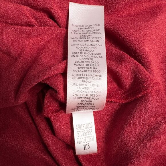 Chicos Smooth Faux Suede Reza Shirt Womens 1 Medium Red Hidden Button Front - Picture 15 of 15